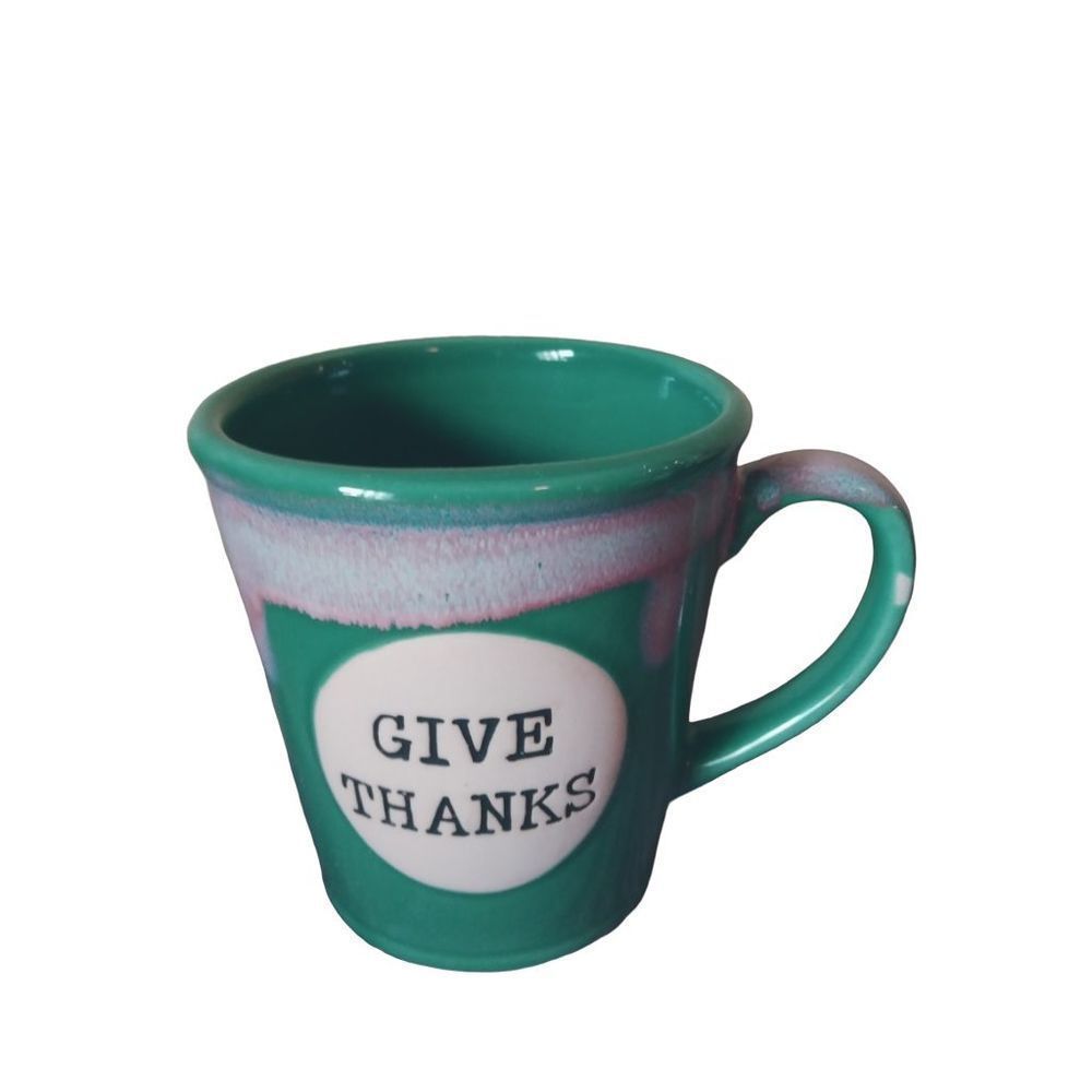 Teal Give Thanks Coffee Tea Mug Boston Warehouse Trading Corp